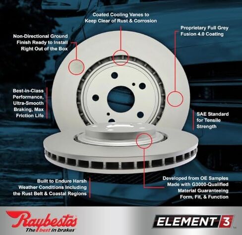 Raybestos Element3 699H56641E3 Automotive Front Brake Pads and Rotors Kit for Buick Park Avenue/Riviera, Cadillac DeVille/Eldorado/Seville/Impala/Monte, Oldsmobile Aurora/Intrigue, Pontiac Bonneville in Saudi Arabia
