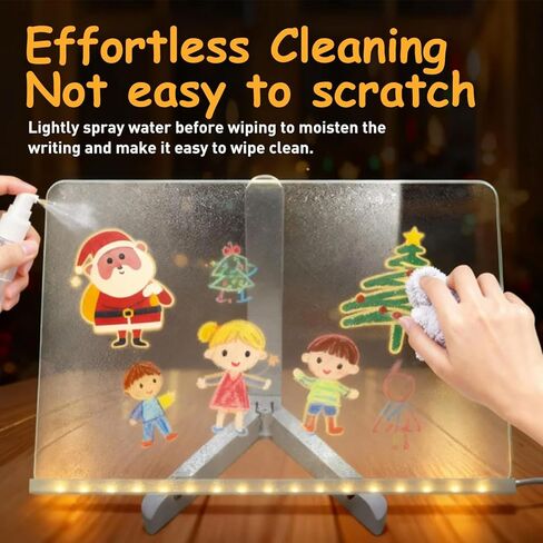 لوحة رسم زجاجية LED للأطفال، لوحة رسائل زجاجية متوهجة مقاس 11.8 × 7.9 بوصة، تتضمن لوحة ملاحظات LED، 12 قلم تحديد، حامل، زجاجة رذاذ، محول، مثالية للفنون والملاحظات، هدية رائعة للأطفال in Kuwait