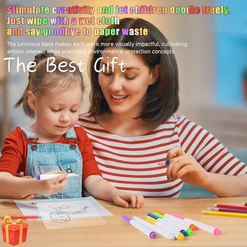 لوحة رسم LED Lumiboard، لوحة رسم LED مقاس 12 بوصة × 8 بوصة مع حامل، 7 علامات، لوحة رسائل أكريليك مضيئة، لوحة مسح جافة من الأكريليك المتوهج مع ضوء، أفضل الهدايا لعيد الميلاد in Saudi Arabia