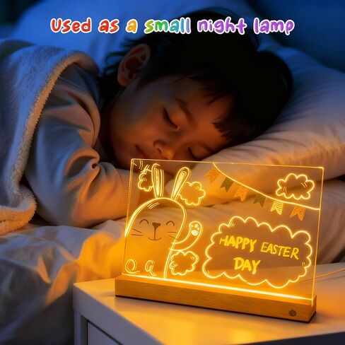 لوحة ملاحظات LED بألوان، لوحة مسح جاف أكريليك قابلة لإعادة الشحن مع 8 ألوان، لوحة رسم مضيئة للأطفال، متجر غرفة نوم المنزل، هدايا عيد الميلاد وأعياد الميلاد للفتيات والأولاد in Kuwait