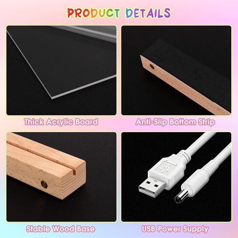 لوحة ملاحظات LED بألوان، لوحة مسح جاف أكريليك قابلة لإعادة الشحن مع 8 ألوان، لوحة رسم مضيئة للأطفال، متجر غرفة نوم المنزل، هدايا عيد الميلاد وأعياد الميلاد للفتيات والأولاد in Kuwait