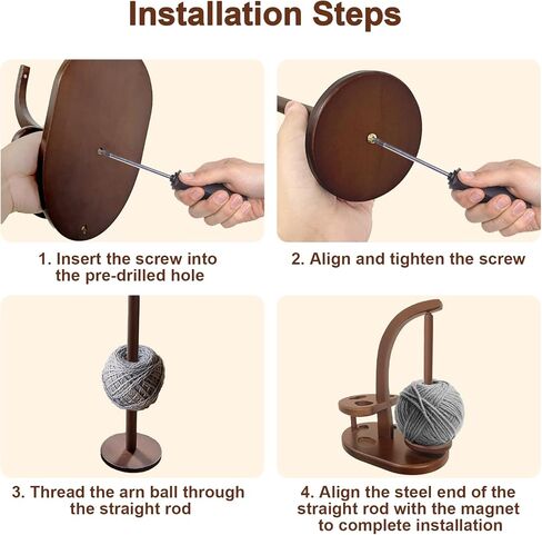 حامل غزل الكروشيه من ييلان، حامل غزل للكروشيه والحياكة، حامل غزل خشبي مغناطيسي مع تخزين ملحقات الكروشيه، هدية كروشيه لمحبي الكروشيه والحياكة (بني) in Kuwait