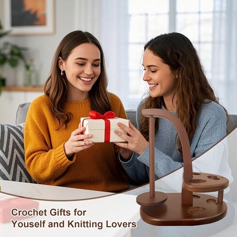 حامل غزل الكروشيه من ييلان، حامل غزل للكروشيه والحياكة، حامل غزل خشبي مغناطيسي مع تخزين ملحقات الكروشيه، هدية كروشيه لمحبي الكروشيه والحياكة (بني) in Kuwait