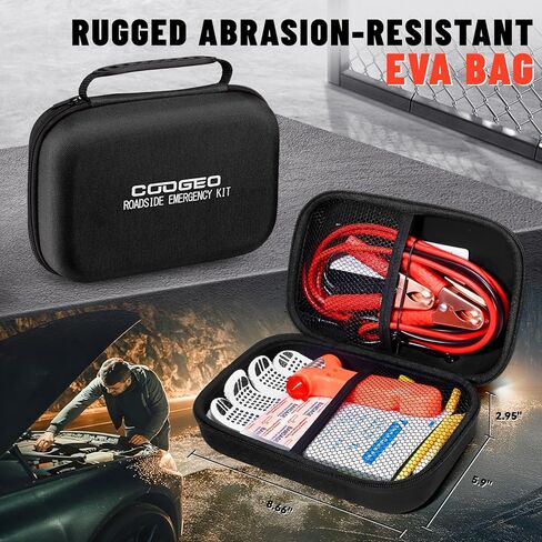 طقم سيارة للطوارئ على جانب الطريق مكون من 10 قطع مع كابلات توصيل، وإكسسوارات السيارة للرجال، ومجموعة أدوات السلامة المساعدة تتضمن مطرقة أمان، ومصابيح أمامية، وقفازات، ومجموعة الإسعافات الأولية للنساء والرجال والمراهقين in Kuwait
