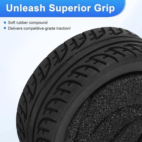 uxcell 4Pcs Soft Rubber RC On-Road Car Tyres D21-Type Sponge Inside for RC 1/10 HSP Tires Scale Touring On-Road Racing DIY Model Car- 62mm(2.44") OD x 26mm(1") Width, Black in Saudi Arabia