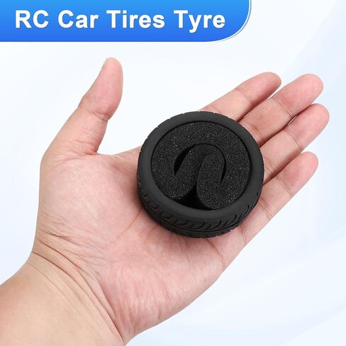 uxcell 4Pcs Soft Rubber RC On-Road Car Tyres D21-Type Sponge Inside for RC 1/10 HSP Tires Scale Touring On-Road Racing DIY Model Car- 62mm(2.44") OD x 26mm(1") Width, Black in Saudi Arabia