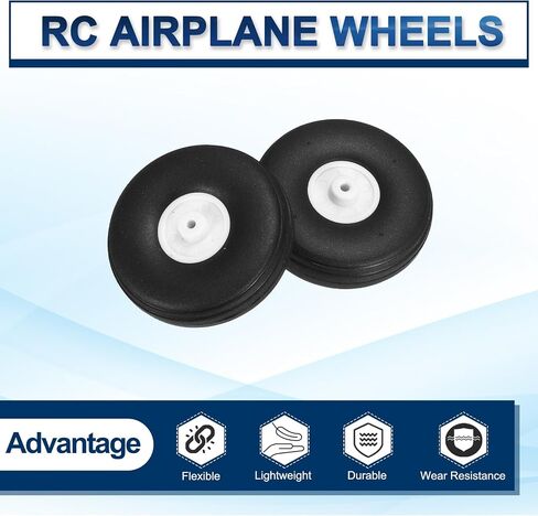 عجلات طائرة MECCANIXITY RC مقاس 1.8 بوصة OD RC Aircraft PU عجلات مطاطية بديلة لعجلة الذيل لطائرة هليكوبتر طراز RC DIY، حزمة من 3 in Kuwait