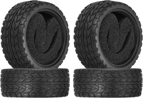 uxcell 4Pcs Soft Rubber RC On-Road Car Tyres D10-Type Sponge Inside for RC 1/10 HSP Tires Scale Touring On-Road Racing DIY Model Car- 62mm(2.44") OD x 26mm(1") Width, Black in Saudi Arabia