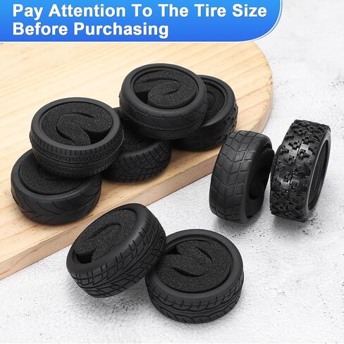 uxcell 4Pcs Soft Rubber RC On-Road Car Tyres D10-Type Sponge Inside for RC 1/10 HSP Tires Scale Touring On-Road Racing DIY Model Car- 62mm(2.44") OD x 26mm(1") Width, Black in Saudi Arabia