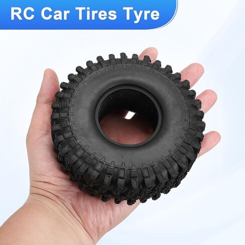 Uxcell قطعتان من الإطارات المطاطية 120 مم OD RC لتسلق الطرق الوعرة إطارات سيارة 1.9 بوصة إطارات زاحفة من النوع L مع إسفنجة داخلية لسيارة RC الزاحفة TRX4 SCX10 in Kuwait