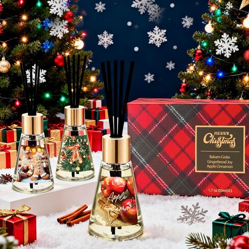 3 Pack Reed Diffuser, Scented Oil Diffuser with 15 Sticks, Escape/Vanilla/Moroccan Amber, Air Freshener for Bathroom & Office, Holiday Home Fragrance, Gift idea, Each 1.7Fl Oz, Total 5.1Oz in Kuwait