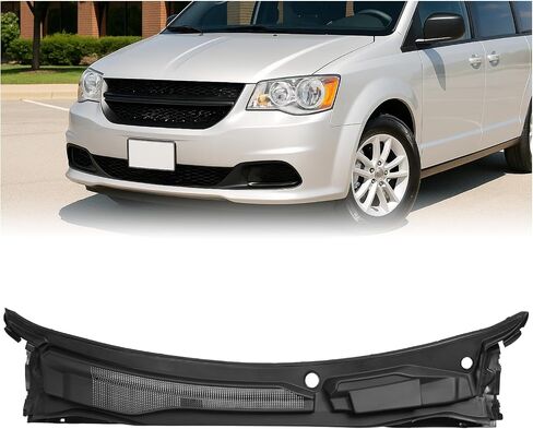 Windshield Wiper Cowl Panel Compatible with 2008-2020 Dodge Grand Caravan, 2008-2016 Chrysler Town & Country, 2012-2015 Ram C/V, Air Inlet Window Cover Cowl Top Panel 05113548AC Black Plastic in Saudi Arabia
