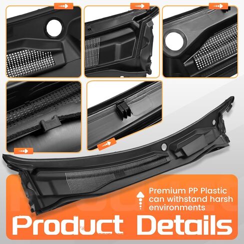 Windshield Wiper Cowl Panel Compatible with 2008-2020 Dodge Grand Caravan, 2008-2016 Chrysler Town & Country, 2012-2015 Ram C/V, Air Inlet Window Cover Cowl Top Panel 05113548AC Black Plastic in Saudi Arabia