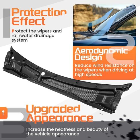Windshield Wiper Cowl Panel Compatible with 2008-2020 Dodge Grand Caravan, 2008-2016 Chrysler Town & Country, 2012-2015 Ram C/V, Air Inlet Window Cover Cowl Top Panel 05113548AC Black Plastic in Saudi Arabia