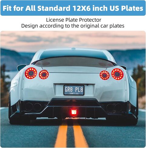 2 Pack License Plate Protector, Plate Cover for Car Plastics Front/Rear License Plate Covers (A，with Border) in Kuwait