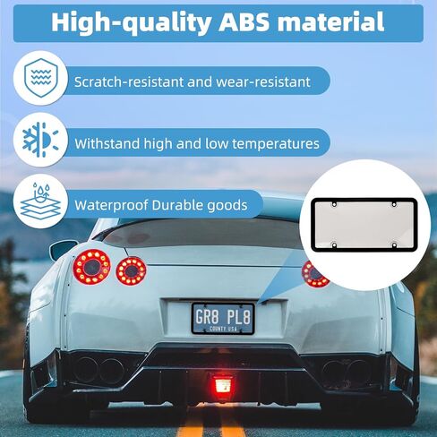 2 Pack License Plate Protector, Plate Cover for Car Plastics Front/Rear License Plate Covers (A，with Border) in Kuwait
