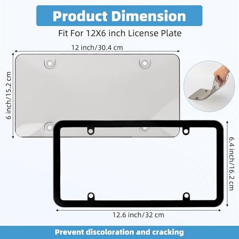 2 Pack License Plate Protector, Plate Cover for Car Plastics Front/Rear License Plate Covers (A，with Border) in Kuwait