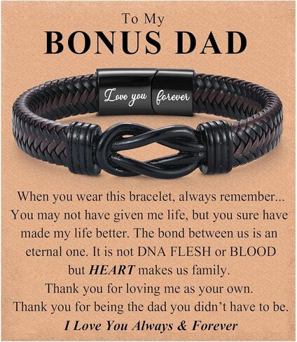 هدايا للرجال ابن حفيد زوج المكافأة الابن - أساور جلدية مضفر محفورة بحبك إلى الأبد ، عيد ميلاد عيد الحب هدايا عيد الميلاد للرجال الأولاد in Kuwait