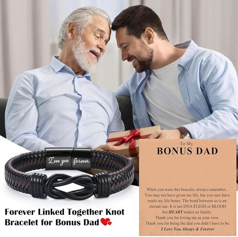 هدايا للرجال ابن حفيد زوج المكافأة الابن - أساور جلدية مضفر محفورة بحبك إلى الأبد ، عيد ميلاد عيد الحب هدايا عيد الميلاد للرجال الأولاد in Kuwait