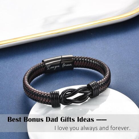 هدايا للرجال ابن حفيد زوج المكافأة الابن - أساور جلدية مضفر محفورة بحبك إلى الأبد ، عيد ميلاد عيد الحب هدايا عيد الميلاد للرجال الأولاد in Kuwait