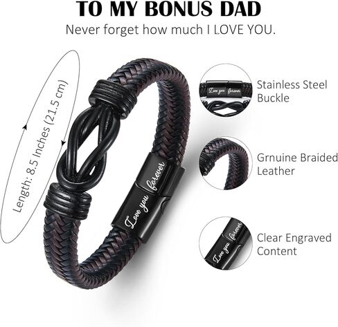 هدايا للرجال ابن حفيد زوج المكافأة الابن - أساور جلدية مضفر محفورة بحبك إلى الأبد ، عيد ميلاد عيد الحب هدايا عيد الميلاد للرجال الأولاد in Kuwait