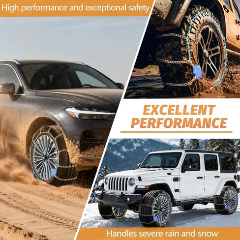 DEDC Auto Lock Snow Tire Chains,50s Quick Easy,Enhanced Manganese Steel Alloy,Endurance Life 650 Mi, Winter Icy and Snowy Road Tire Traction for Car and SUV 215 225 235 245 255 265 Set of 2 (LS1519) in Saudi Arabia