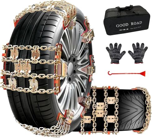 سلاسل الإطارات لشاحنات بيك اب سيارات الدفع الرباعي، سلاسل إطارات الطوارئ المحمولة القابلة للتعديل، سلاسل الثلج لعرض الإطار (225-285 مم)، 6 قطع in Kuwait