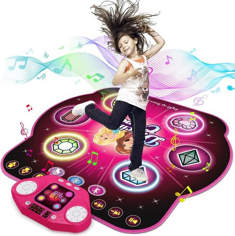 Dance Mat Toys for 3-12 Year Old Kids,Electronic Dance Pad with Light-up 6-Button & Wireless Bluetooth, 5 Game Modes Princess Dancing Mat, Birthday Xmas Gifts for 3 4 5 6 7 8 9 10+ Year Old Girls in Saudi Arabia