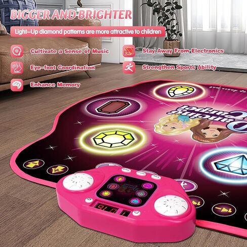 Dance Mat Toys for 3-12 Year Old Kids,Electronic Dance Pad with Light-up 6-Button & Wireless Bluetooth, 5 Game Modes Princess Dancing Mat, Birthday Xmas Gifts for 3 4 5 6 7 8 9 10+ Year Old Girls in Saudi Arabia