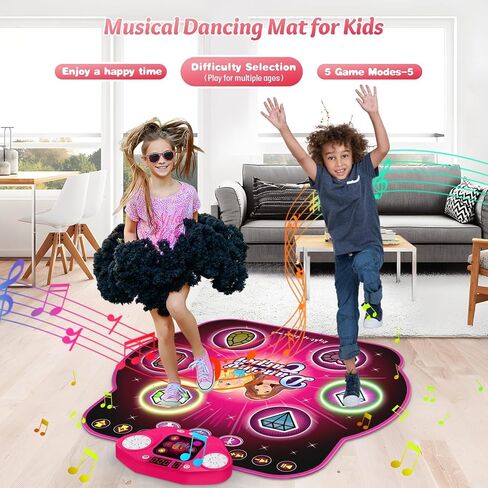 Dance Mat Toys for 3-12 Year Old Kids,Electronic Dance Pad with Light-up 6-Button & Wireless Bluetooth, 5 Game Modes Princess Dancing Mat, Birthday Xmas Gifts for 3 4 5 6 7 8 9 10+ Year Old Girls in Saudi Arabia