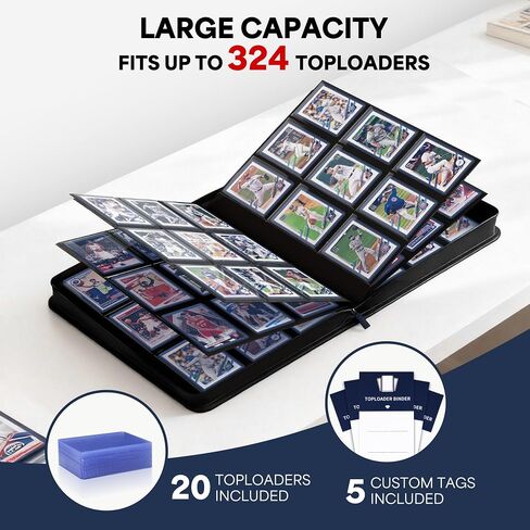 9 Pocket Toploader Trading Card Binder for 324 Cards Premium Zip Card Book Holder Label Design Card Binder for Trading Cards Intended For YuGiOh Sports Cards TCG MTG Game Cards(Black) in Saudi Arabia