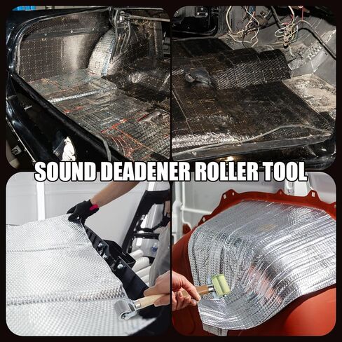 Sound Deadening Roller, 4 PCS Car Sound Deadener Rollers Tool Tire Patch Roller Sounds Deadener Application Rolling Wheel Wood Handle Seam Rollers for Automotive Auto Noise Accessories in Kuwait