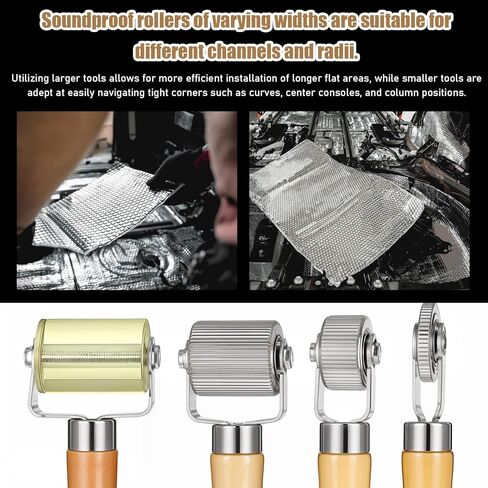 Sound Deadening Roller, 4 PCS Car Sound Deadener Rollers Tool Tire Patch Roller Sounds Deadener Application Rolling Wheel Wood Handle Seam Rollers for Automotive Auto Noise Accessories in Kuwait