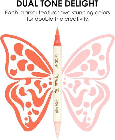 Grabie 72 Color Acrylic Paint Markers, Pack of 36 Dual Tip Brush Pens in Saudi Arabia