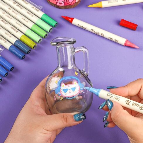 Grabie 72 Color Acrylic Paint Markers, Pack of 36 Dual Tip Brush Pens in Saudi Arabia
