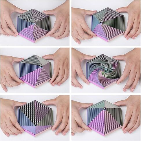 Fractal Fidget Hexagon، لعبة دوارة مكتبية حركية، ألعاب حسية مطبوعة ثلاثية الأبعاد لتخفيف التوتر، تستخدم لاضطراب القلق ADHD، ألعاب الوهم البصري للبالغين في المكاتب (أزرق أخضر، 2.76 بوصة) in Kuwait
