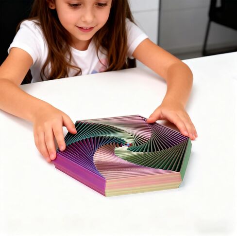 Fractal Fidget Hexagon، لعبة دوارة مكتبية حركية، ألعاب حسية مطبوعة ثلاثية الأبعاد لتخفيف التوتر، تستخدم لاضطراب القلق ADHD، ألعاب الوهم البصري للبالغين في المكاتب (أزرق أخضر، 2.76 بوصة) in Kuwait