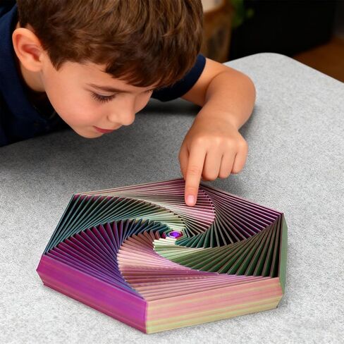 Fractal Fidget Hexagon، لعبة دوارة مكتبية حركية، ألعاب حسية مطبوعة ثلاثية الأبعاد لتخفيف التوتر، تستخدم لاضطراب القلق ADHD، ألعاب الوهم البصري للبالغين في المكاتب (أزرق أخضر، 2.76 بوصة) in Kuwait