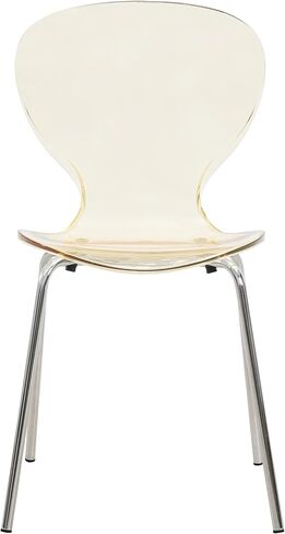 LeisureMod Oyster Dining Chair Set of 4 Stackable Curved Back and Waterfall Edge Seat Design with Stainless Steel Legs for Modern Home, Kitchen, and Office Chrome Base, Transparent Orange in Saudi Arabia