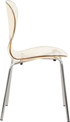 LeisureMod Oyster Dining Chair Set of 4 Stackable Curved Back and Waterfall Edge Seat Design with Stainless Steel Legs for Modern Home, Kitchen, and Office Chrome Base, Transparent Orange in Saudi Arabia