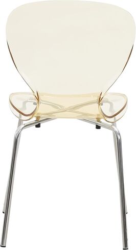LeisureMod Oyster Dining Chair Set of 4 Stackable Curved Back and Waterfall Edge Seat Design with Stainless Steel Legs for Modern Home, Kitchen, and Office Chrome Base, Transparent Orange in Saudi Arabia