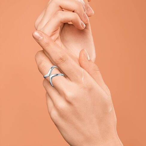 Womens Open Simple Multi Lines Ring,Adjustable Adjust S925 Sterling Silver Fashion Thumb Index Finger Ring Jewelry for Women Girls in Kuwait