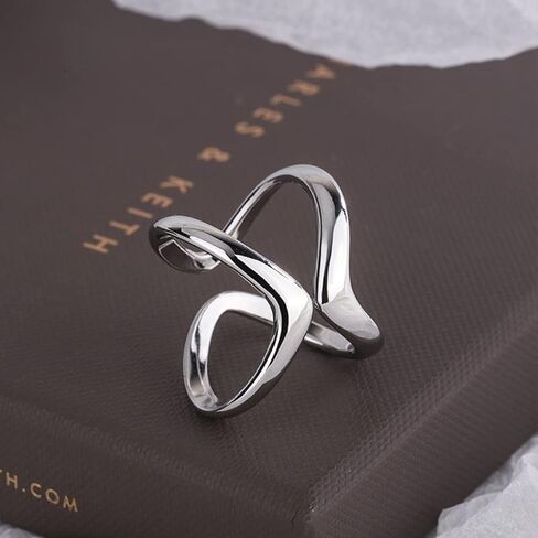 Womens Open Simple Multi Lines Ring,Adjustable Adjust S925 Sterling Silver Fashion Thumb Index Finger Ring Jewelry for Women Girls in Kuwait