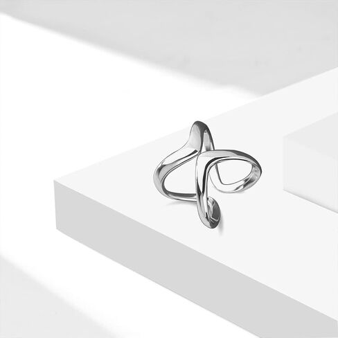 Womens Open Simple Multi Lines Ring,Adjustable Adjust S925 Sterling Silver Fashion Thumb Index Finger Ring Jewelry for Women Girls in Kuwait