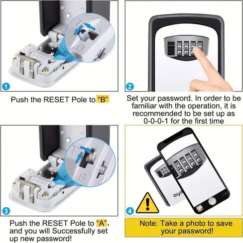 1pc Flip Top Key Safe Box - Wall Mounted Metal & Plastic Key Storage with Combination Access - for Home, Hotel, Emergency, Travel & Renovation Security - Key Organizer Box with Protective Cover in Saudi Arabia