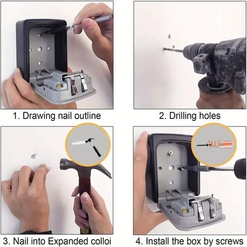 1pc Flip Top Key Safe Box - Wall Mounted Metal & Plastic Key Storage with Combination Access - for Home, Hotel, Emergency, Travel & Renovation Security - Key Organizer Box with Protective Cover in Saudi Arabia