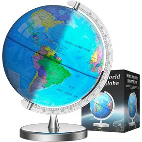 12" Illuminated World Globe for Kids & Adults with Metal Base in Kuwait
