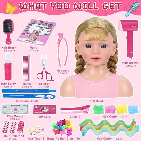 مجموعة صالون التجميل للفتيات من Gifts2U، 23 قطعة من ألعاب صالون التجميل للأطفال، مجموعة تصفيف الشعر التظاهري للفتيات مع مجفف للنفخ، ومريلة الحلاق، ومقص وإكسسوارات مصفف الشعر in Kuwait