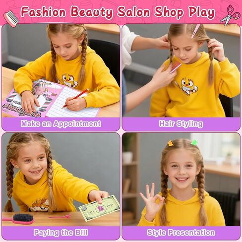 مجموعة صالون التجميل للفتيات من Gifts2U، 23 قطعة من ألعاب صالون التجميل للأطفال، مجموعة تصفيف الشعر التظاهري للفتيات مع مجفف للنفخ، ومريلة الحلاق، ومقص وإكسسوارات مصفف الشعر in Kuwait