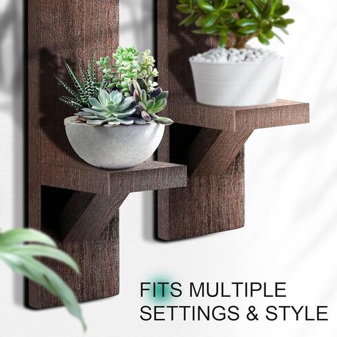 Potchen Set of 4 Wall Sconces Candle Holder Mount Decorative Wood Holders Black Decor Rustic Hanging Shelf Living Room Decoration for Farmhouse Bathroom Bedroom Vase in Kuwait